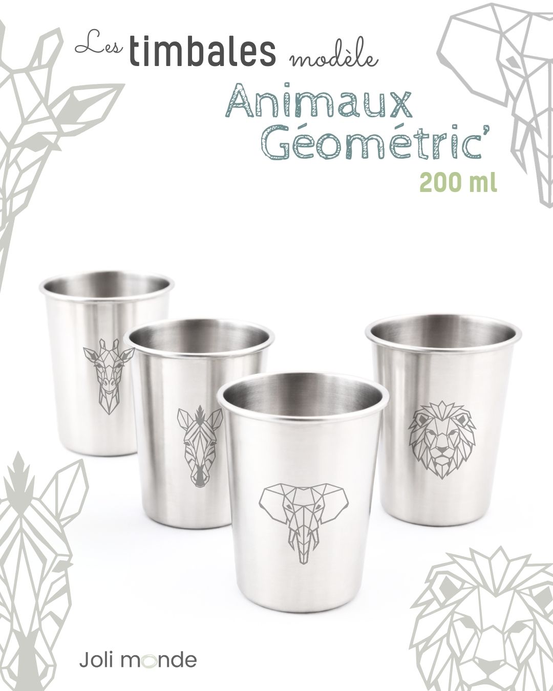 Timbale inox l&eacute;g&egrave;res, incassables et sans plastique pour r&eacute;duire sa consommation plastique avec sans-bpa.com